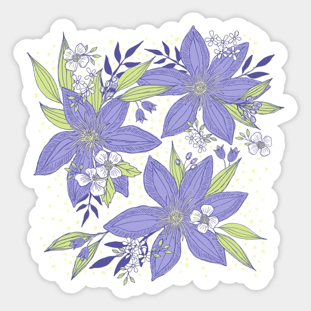 Calming Clematis Sticker by Jacqueline Hurd
